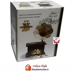 گرامافون دکوری مدل PF066B رومیزی طرح چوب با جعبه HTI-003