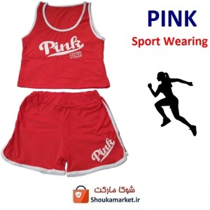 ست نیم تنه و شلوارک ورزشی زنانه Pink پینک  VLV-005