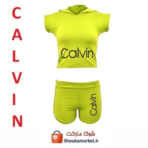 ست نیم تنه و شلوارک ورزشی زنانه Calvin کلوین فری سایز  VLV-004