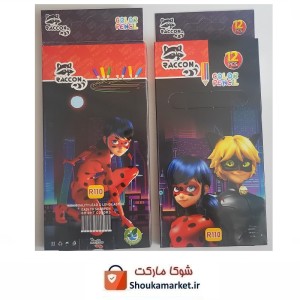 مدادرنگی 12 رنگ طرح دختر کفشدوزکی و گربه سیاه RACCON