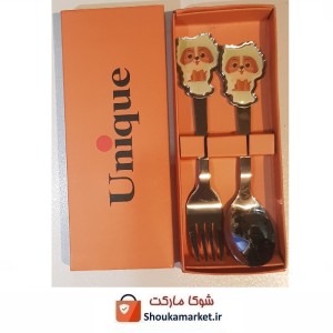 ست قاشق و چنگال کودک Unique یونیک طرح هاپو HGS-015