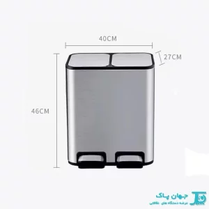 ابعادسطل زباله دوقلو استیل 12x2 لیتری M24