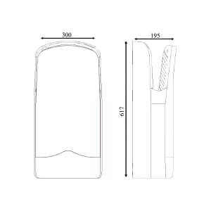 ابعاد دست خشک کن nofer مدل V-Jet