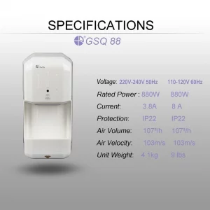 مشخصات دست خشک کن اتوماتیک جانسون مدل GSQ88