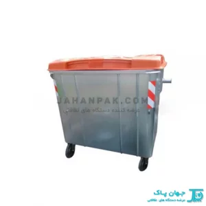 خرید مخزن زباله گالوانیزه 1100 لیتری مکعب با درب پلی اتیلن