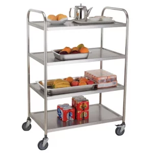 کاربرد ترولی چهار طبقه استیل تخت 624