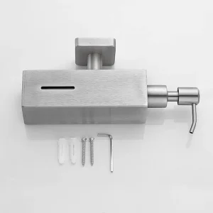 اقلام همراه جا صابونی دیواری چهارگوش Q500 رنگ استیل