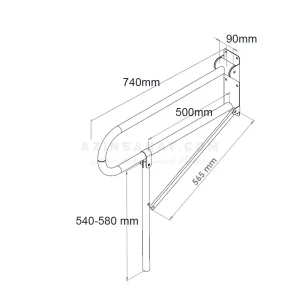 ابعاد دستگیره استیل تاشو پایه دار TSF-S-75-G