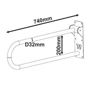 ابعاد دستگیره تاشو استیل  TSF-S-75