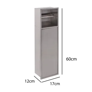 ابعاد مخزن چندکاره رول دستمال F500 استیل