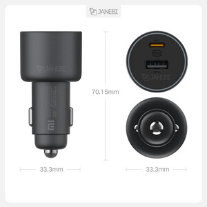 شارژر فندکی سریع با خروجی یو اس بی و تایپ سی شیائومی Xiaomi 100W Car Fast Charger