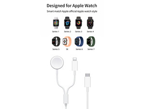 کابل شارژ دو سر تایپ سی به لایتنینگ 20 وات و شارژر بی سیم اپل واچ ویوو WiWU Wireless Charger Watch And Phone/Ipad M10