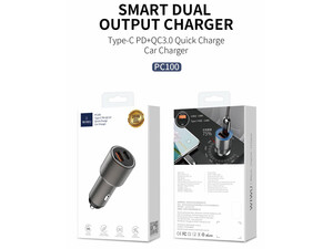 شارژر فندکی فست شارژ تایپ سی و یو اس بی 36 وات ویوو wiwu Car charger PC100