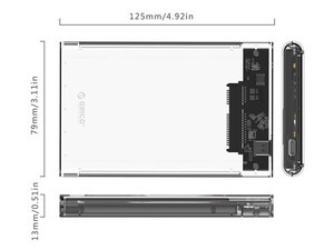 باکس هارد اینترنال به اکسترنال اوریکو Orico 2.5 inch Type-C Hard Drive Enclosure 2139C3-G2