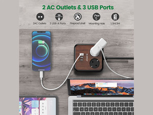 خرید چند راهی دو سوکت و 3 یو اس بی اوریکو قابل نصب بر روی دیوار  ORICO APD-2A3U-EU Power Strip With USB Charger 3M