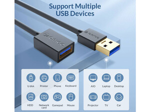 کابل افزایش طول یواس‌بی یک متری اوریکو Orico USB Extension Cable U3-MAA01