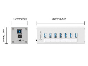 هاب آداپتور یو اس بی 7 پورت اوریکو Orico A3H7 USB3.0 Hub دارای ابعاد مناسب