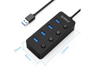 هاب یو اس بی 4 پورت اوریکو Orico W9PH4-U3-V1 4 Port USB3.0 Hub دارای ابعاد کم