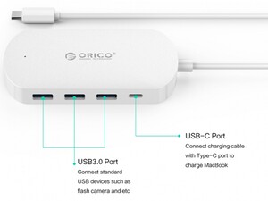 هاب آداپتور تایپ سی به یو اس بی اوریکو Orico HCD1 Type-C to USB3.0 PD HUB دارای 3 پورت یو اس بی و یک پورت تایپ سی