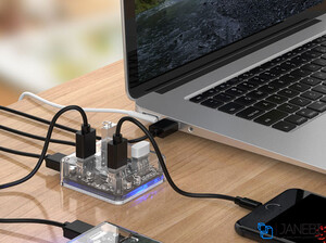 هاب 4 پورت همراه کابل 1 متری اوریکو Orico 4 Port USB3.0 Transparent HUB MH4U-U3-10