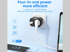 یک راهی برق و 2 یو‌اس‌بی و 1 تایپ‌سی هوکو Hoco Multifunctional socket NS3 EU / GER