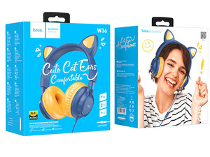 هدفون سیمی کودکان هوکو Hoco Headphones "W36 Cat ear" with mic