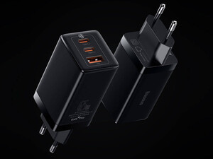 شارژر type c بیسوس BASEUS GaN3 Pro Fast Charger 2C+U 65W Black w/USB-C to USB-C cable (CCGP050101)