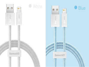 کابل لایتنینگ فست شارژ بیسوس در دو رنگ آبی و سفید
