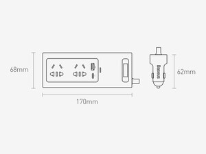 شارژر و اینورتر بیسوس BASEUS CAR CHARGER IN-CAR INVERTER 150W (CRNBQ-A01)