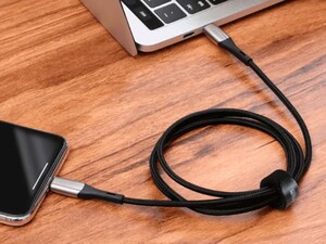 کابل شارژ و انتقال دیتای 1 متری لایتنینگ بیسوس Baseus Horizontal PD Flash Charge Lightning Cable 1M دارای برچسب ولکرو