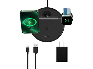 شارژر بی سیم مگنتی رومیزی آیفون 20 وات و پایه نگهدارنده موبایل 3 در 1 بیسوس Baseus Swan 3-in-1 Wireless Magnetic Charging Bracket 20W