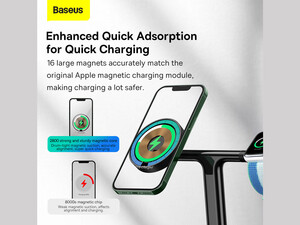 شارژر بی سیم مگنتی رومیزی آیفون 20 وات و پایه نگهدارنده موبایل 3 در 1 بیسوس Baseus Swan 3-in-1 Wireless Magnetic Charging Bracket 20W