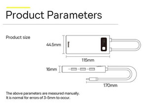 هاب تایپ سی 4 پورت Baseus Metal Gleam Series 4 in 1 HUB Docking Station Type-C WKWG070013