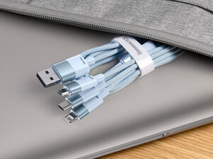 بهترین کابل 3 سر 1.2 متری USB به USB-C microUSB لایتنینگ باسئوس Baseus StarSpeed 1-for-3 Fast Charging Data Cable 1.2m CAXS000001