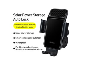 فروش نگهدارنده موبایل دوچرخه و موتور سیکلت بیسوس Baseus Smart Solar Power Wireless Holder SUZG010001