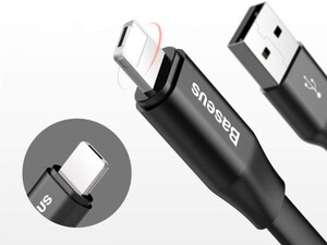 کابل شارژ دو در یک 1.2متری میکرو یو اس بی   لایتنینگ بیسوس Baseus Cable 2 in 1 Portable Lightning/Micro 1.2M قابلیت استفاده هم برای میکرو یو اس بی هم برای لایتنینگ