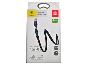 کابل شارژ دو در یک 1.2متری میکرو یو اس بی + لایتنینگ بیسوس Baseus Cable 2 in 1 Portable Lightning/Micro 1.2M