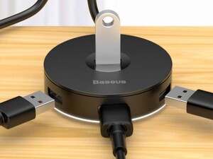 هاب یو اس بی و تایپ سی با کابل بلند بیسوس Baseus CAHUB-GA02 Round Box Hub USB Adapter Type-C+USB