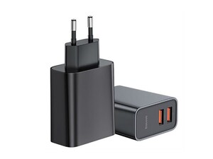 آداپتور دو پورت فست شارژ 30 وات بیسوس Baseus BS-EU906 USB-A Quick Travel Charger