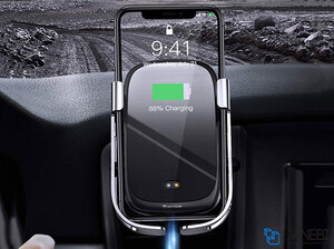 پایه نگهدارنده و شارژر وایرلس بیسوس Baseus Rock Smart Car Holder Wireless Charger