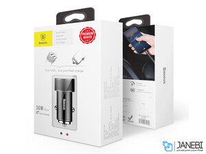 شارژر فندکی دو پورت سریع بیسوس Baseus Small Screw Dual USB Quick Car Charger