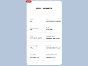قیمت سطل زباله چند منظوره خودرو ایکس او XO-C97 Car multifunctional trash can