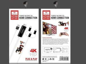 کابل مبدل سه سر به اچ دی ام آی Earldom 3 in 1 HDMI HDTV Cable ET-W13