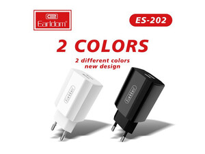 خرید ارزانترین شارژ دیواری دو پورت ارلدام EARLDOM 2port charger micro cable model ES-202