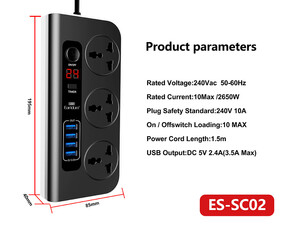 چند راهی و شارژر 3 سوکت و 4 یو اس بی تایمردار ارلدام Earldom ES-SC02 EU Smart Power Strip