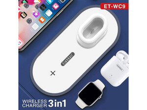 شارژر وایرلس سریع گوشی و اپل واچ و ایرپاد ارلدام Earldom ET-WC9 3in1 Wireless Charger