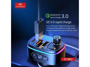 شارژر فندکی با قابلیت پخش موسیقی و تماس ارلدام Earldom Bluetooth Car Charger ET-M62