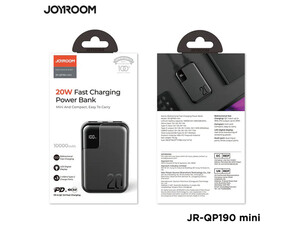 خرید مینی پاور بانک شارژ سریع 10000 جویروم oyroom JR-QP190 20W power bank