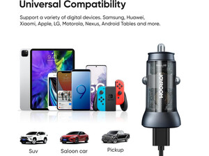 سازگاری شارژر فندکی جویروم JOYROOM Fast Charging Car Charger Adapter C-A42