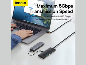 هاب یو اس بی چهار پورت با کابل یک متری بیسوس Baseus WKQX030101 Baseus Lite Series 4-Port USB-A HUB Adapter